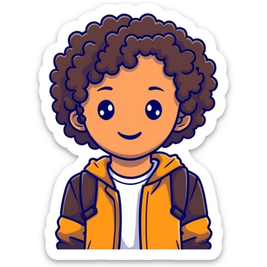 tan teenager with curly dark brown hair sticker