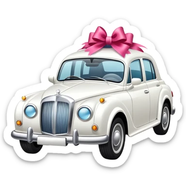 Luxury car with wedding decorations, on the side sticker