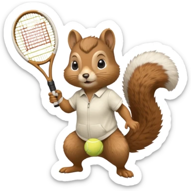  squirrel with pistol and tennis racket  sticker