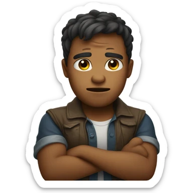 arms crossed being mad boy sticker