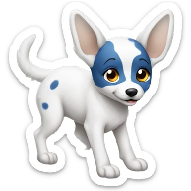 White blue healer digging with dirt flying up sticker