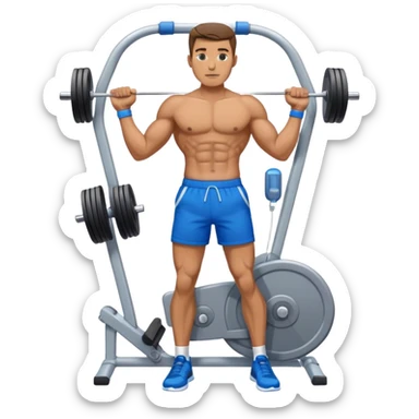 standing fit man with blue shorts cable-machine exercise sticker