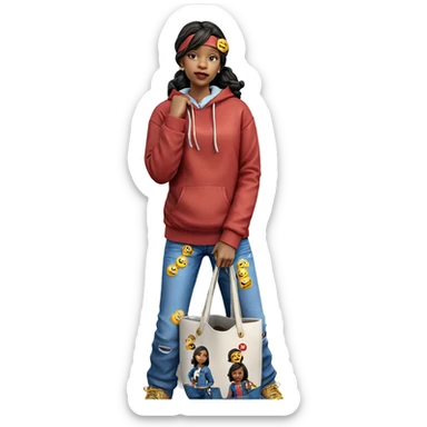 girl in denim with bag sticker