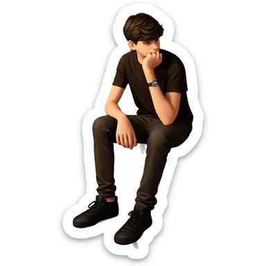 boy sitting on stairs sticker