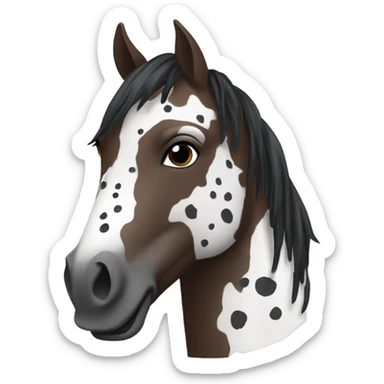 Darkbrown Westernhorse Head with grey spots and a short black standing mane  sticker