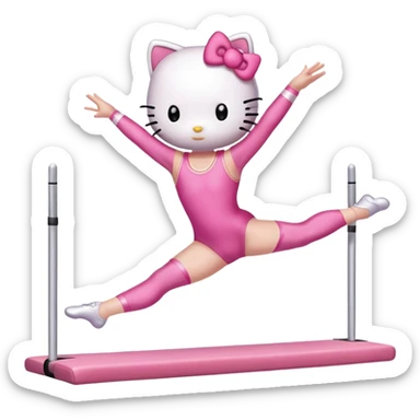 Hello Kitty performing a straight jump in gymnastics sticker