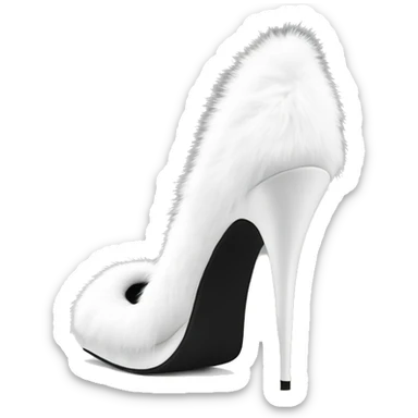 white faux top fur heels sticker