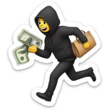 thief escaping with money sticker