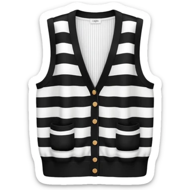 black and white stripes sleeveless cardigan sticker