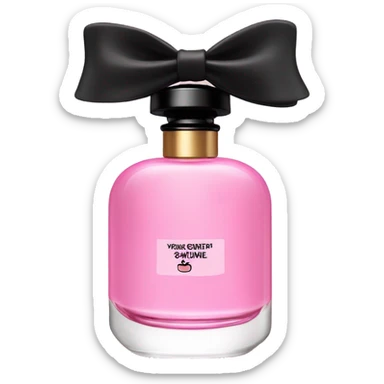pink YSL perfume bottle with black cap and black and pink bow on cap sticker