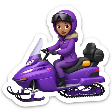 Woman wearing red coat  on purple snowmobile sticker