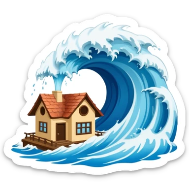 TSUNAMI DESTRUYENDO UNA CASA sticker