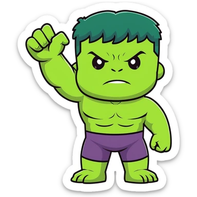 happy hulk superhero waving for kids sticker