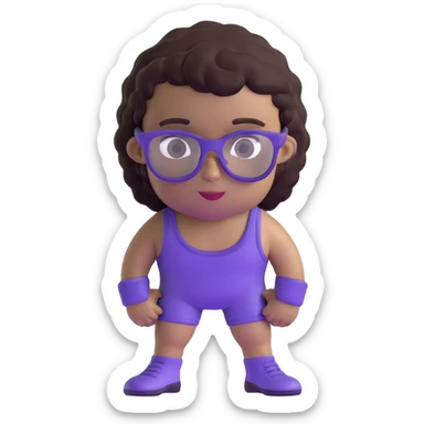 Wrestler with purple glasses tinted black and short curly brown hair sticker