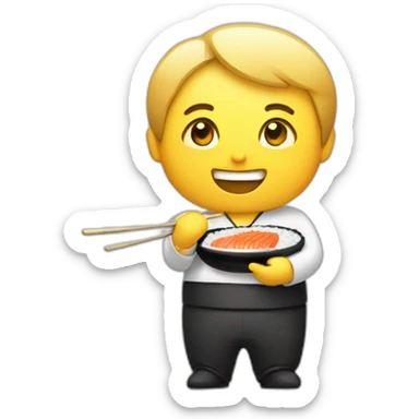 happy guy eating sushi sticker