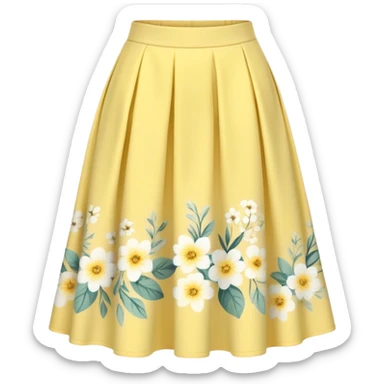 A pastel yellow skirt with soft floral patterns, light and summery sticker