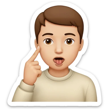 person with index finger in mouth, biting finger sticker