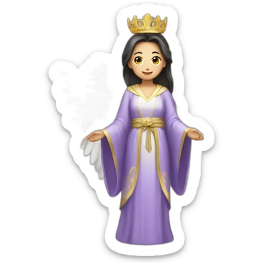 Female Asian angel with a crown, wings and robe sticker
