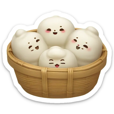 japanese bao buns in steamer basket sticker