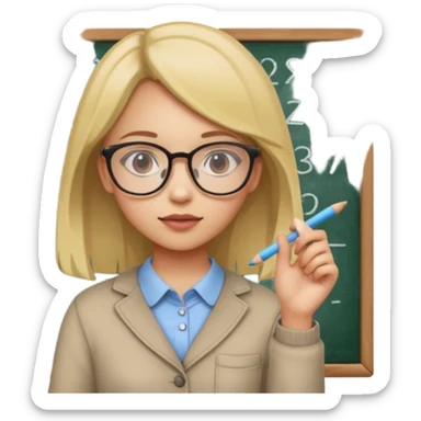 girl solving math problem on the board. sticker