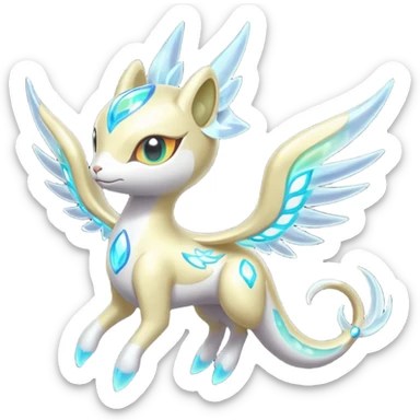 Angelic Divine Bioluminescent Translucent Luminescent Diaphanous Shiny Colorful Meloetta-Latias-Koraidon-Peppercat-Wargreymon-Protogen-Fakémon-fusion-hybrid-creature sticker