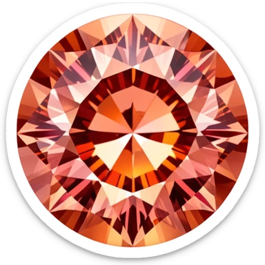 Round cut Padparadscha sapphire with sunset orange-pink hue and sparkling facets sticker