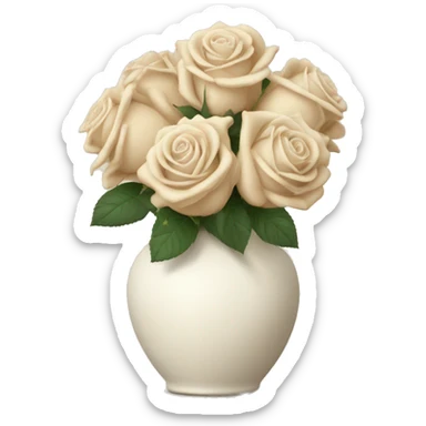 Beige roses in a white vase sticker