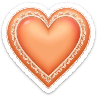 cute peach colored heart with lace trimming sticker