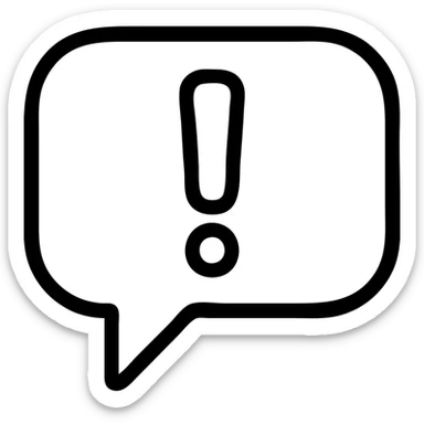 outlined exclamation mark in a speech bubble icon sticker