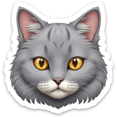 Grey cat with cut in ear sticker