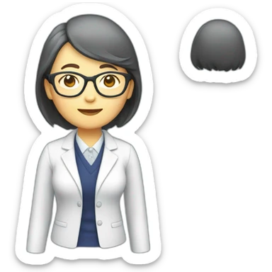 Chinese senior lady teacher wear glasses standing sticker