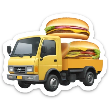 kei truck eating burger sticker