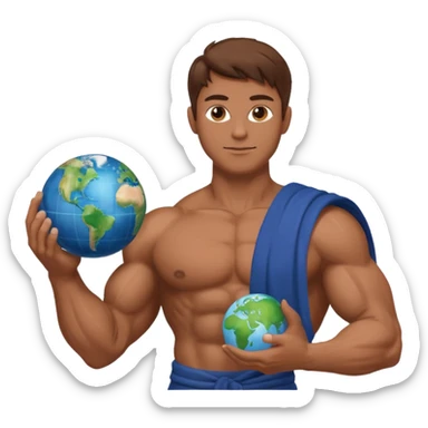 God of earth give a globe in his hand  across his body  give me more than half body  sticker