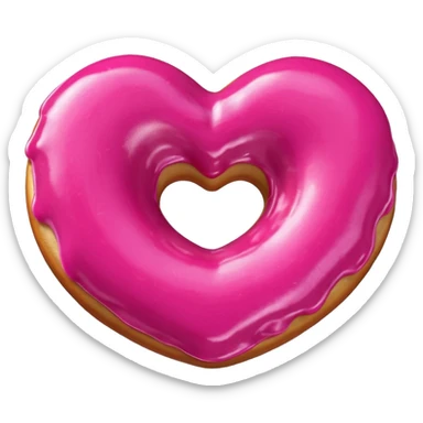 Realistic isolated heart shaped donut with Fuchsia color. sticker