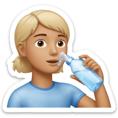 young person drinking water from a bottle sticker