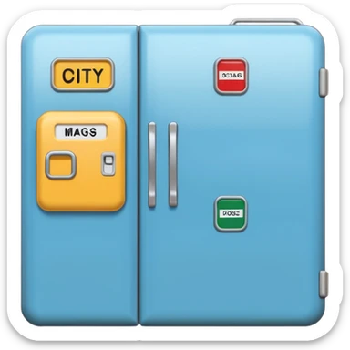 fridge with city magnets sticker