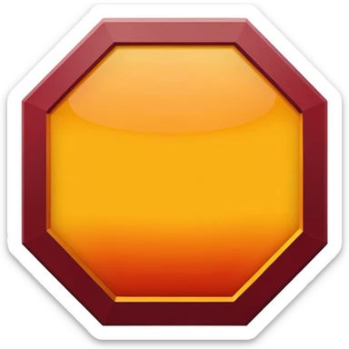 A sharp-edged hexagon with a thick yellow border that shifts slightly toward orange. The inside is a smooth dark-red to maroon gradient. In the center, add a large bold capital V colored with a yellow-orange gradient similar to the border. Keep everything clean, centered, and with no background. sticker