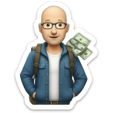 middle-aged-balding-swedish-man-carrying-a-bag-of-money-with-dollar-signs-on-it sticker