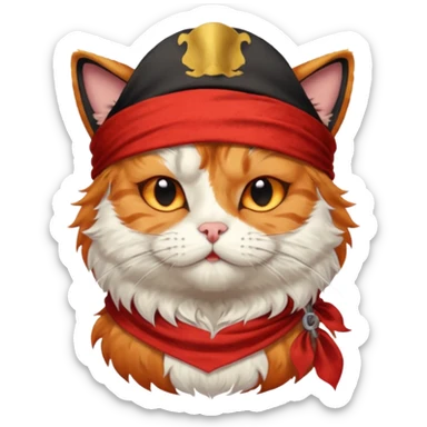 pirate cat with one eye closed with band sticker