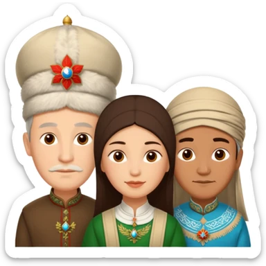 Emoji symbolizing three different cultures of Russia in the form of people (for example, Russians, Tatars, Bashkirs) sticker