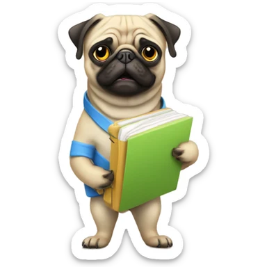 pug with an agenda sticker
