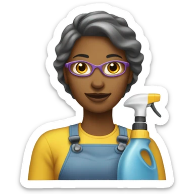 Woman cleaning her car sticker