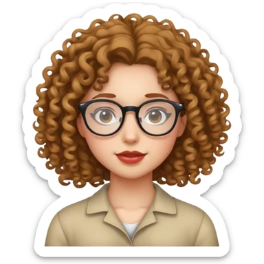A girl with curly hair and glasses  sticker