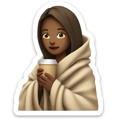 Girl drinking coffee, wrapped in a cozy blanket sticker
