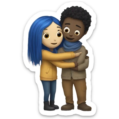 Coraline and Wybie hugging sticker