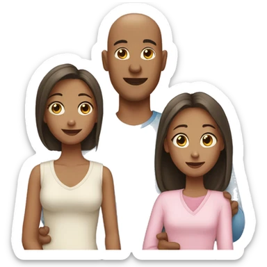 Bald Father Mother and two daughters sticker