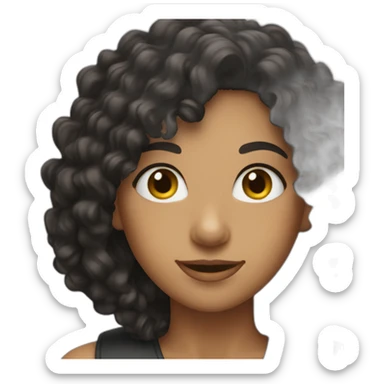 alyson our happy boss long curly dark hair sticker