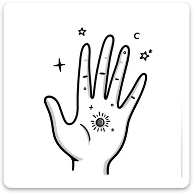mystical hand with celestial symbols sticker