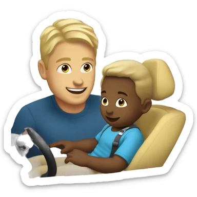 blonde dad plays cars with babyson sticker