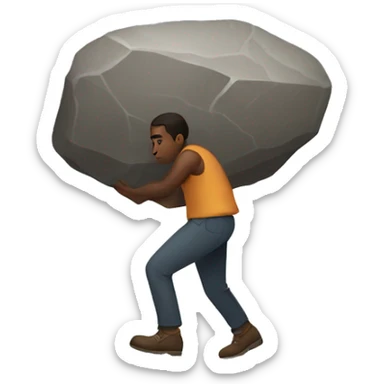 person carring big stone sticker